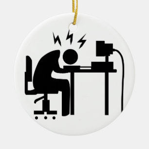 Man på arbete julgransprydnad keramik