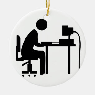 Man på arbete julgransprydnad keramik