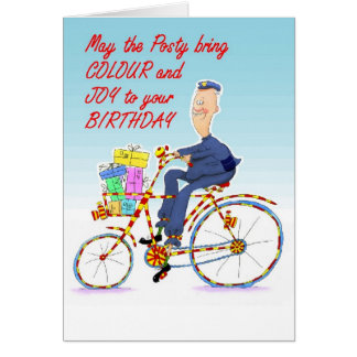 man på cykeln som brevbärare Z 7x5ins.jpg Hälsningskort