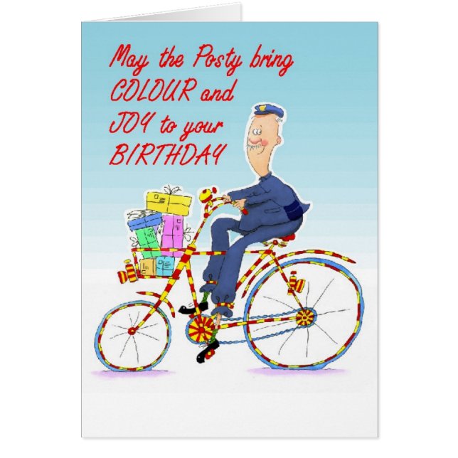 man på cykeln som brevbärare Z 7x5ins.jpg Hälsningskort (Framsidan)
