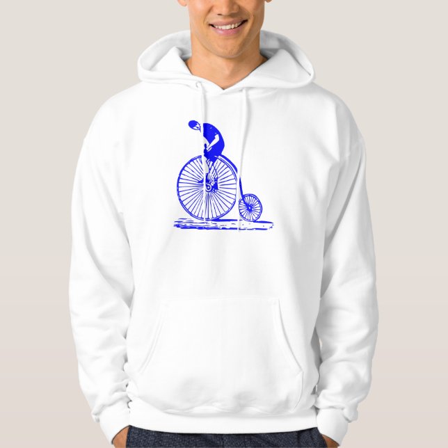 Man på en Penny Farthing - Blue Sweatshirt Med Luva (Framsida)