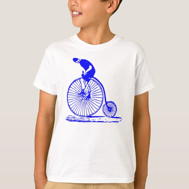 Man på en Penny Farthing - Blue Tee (Framsida)