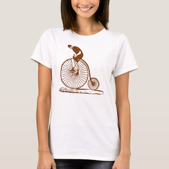 Man på en Penny Farthing - Brown T-shirt (Framsida)