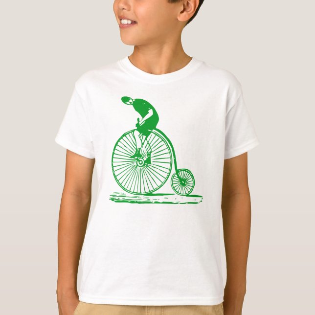 Man på en Penny Farthing - Grass Grönt T Shirt (Framsida)