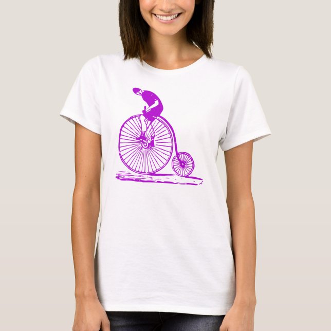 Man på en Penny Farthing - Lila T-shirt (Framsida)