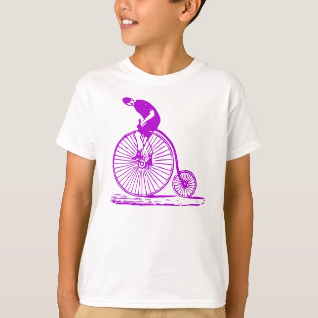 Man på en Penny Farthing - Lila Tee (Framsida)