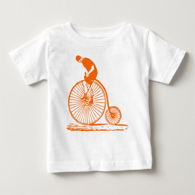 Man på en Penny Farthing - Orange Tee Shirt (Framsida)