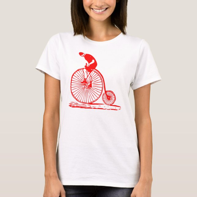 Man på en Penny Farthing - Red T-shirt (Framsida)