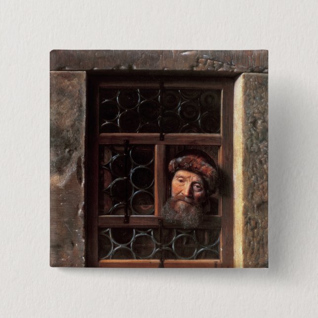 Man på ett fönster, 1653 knapp (Framsida)