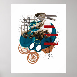 Man på hjulaffischen poster