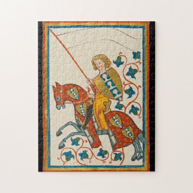 Man på Horseback 14:e århundradets Codex Manesse Pussel (Vertikal)