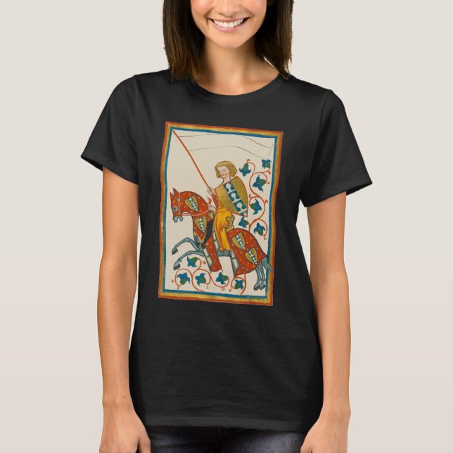 Man på Horseback 14:e århundradets Codex Manesse T Shirt (Framsida)