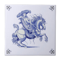 Man på Horseback Figural Blue Dutch Tile Repro