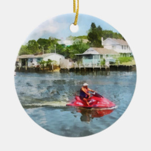 Man på Jet Ski Julgransprydnad Keramik