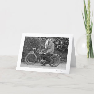 Man på Old B.S.A. Motorcykel Kort