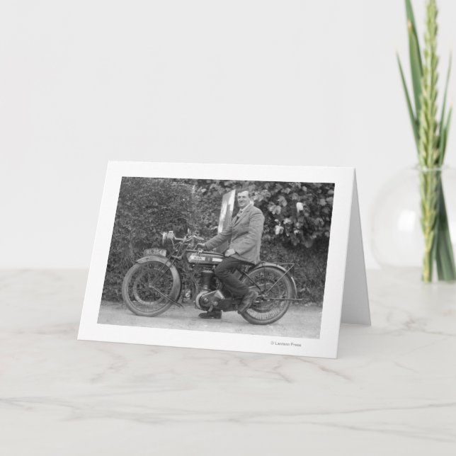 Man på Old B.S.A. Motorcykel Kort (Framsida)