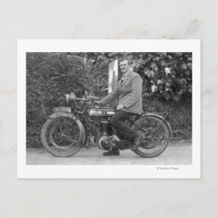 Man på Old B.S.A. Motorcykel Vykort