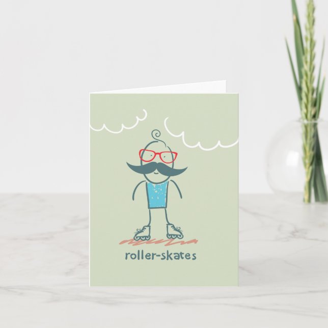 Man på Rollerskates Kort (Framsida)