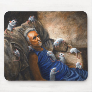 Man på soffan med råttor Mousepad Musmatta