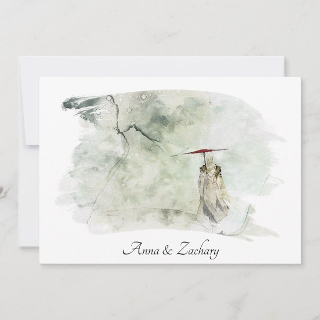 *~* Man Parbrella backe Japan OSA QR AR27 Bröllop Inbjudningar (Framsida)