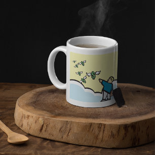 Man pekar på pengar med Vingar Kaffemugg