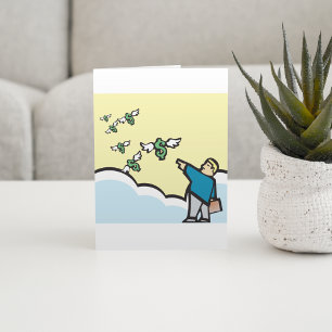 Man pekar på pengar med Vingar Kort