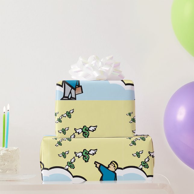 Man pekar på pengar med Vingar Presentpapper (Skapare uppladdad)