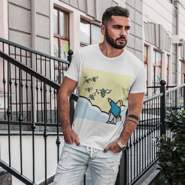 Man pekar på pengar med Vingar T Shirt (Skapare uppladdad)