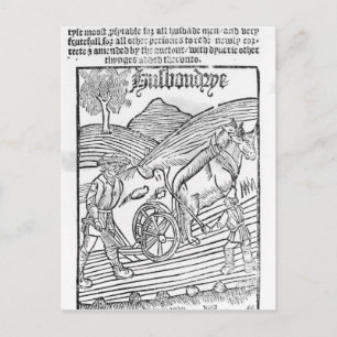 Man Plowing a Fält Vykort