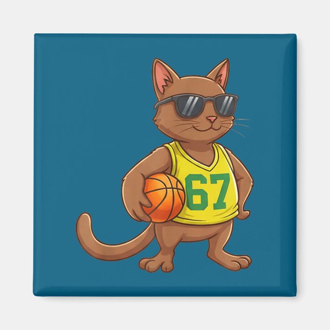 Män Pojkar Katt Basket 67 Gen Alpha Magnet (Framsidan)