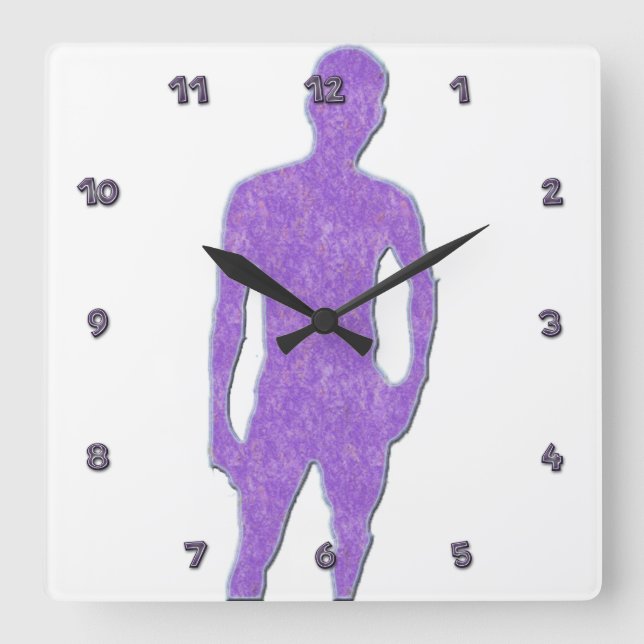 Man Posing Clock Fyrkantig Klocka (Framsida)