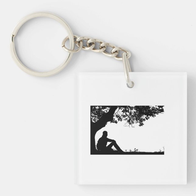 "Man reflekterar under Träd i Lugn Silhouette Ar (Framsidan)