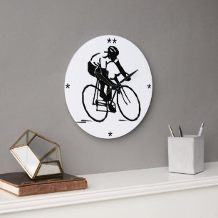 Man Riding a Bicycle - Anpassningsbar Clock Stor Klocka