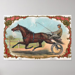 Man Riding Horse on Hjul Vintage Horse Tävla Poster