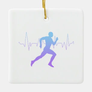 Man Running Springers Silhouette Gradient Julgransprydnad Keramik