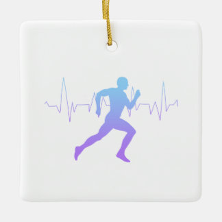 Man Running Springers Silhouette Gradient Julgransprydnad Keramik