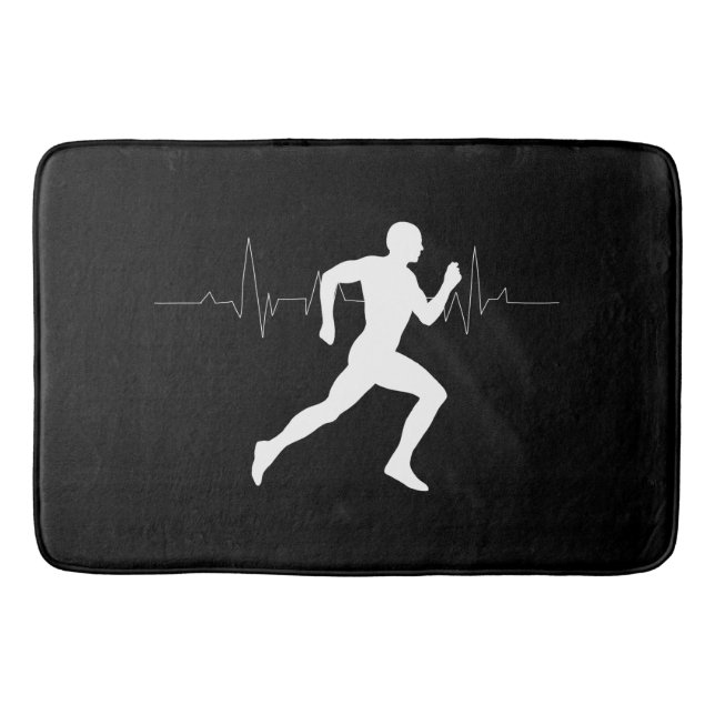 Man Running Springers Silhouette HeartBeat Line Badrumsmatta (Framsidan)