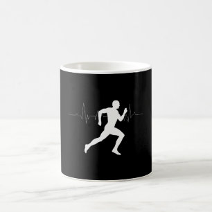 Man Running Springers Silhouette HeartBeat Line Kaffemugg