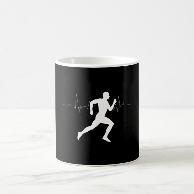 Man Running Springers Silhouette HeartBeat Line Kaffemugg (Center)
