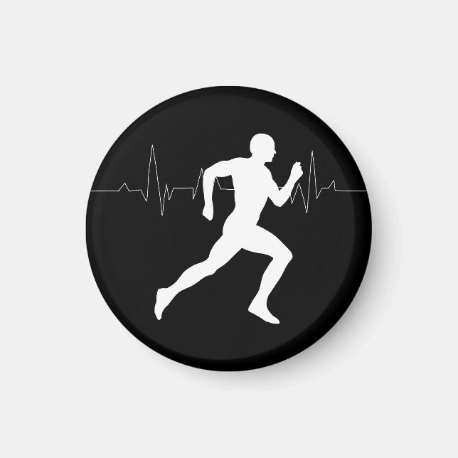 Man Running Springers Silhouette HeartBeat Line Magnet (Framsidan)