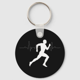 Man Running Springers Silhouette HeartBeat Line Nyckelring