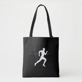 Man Running Springers Silhouette HeartBeat Line Tygkasse
