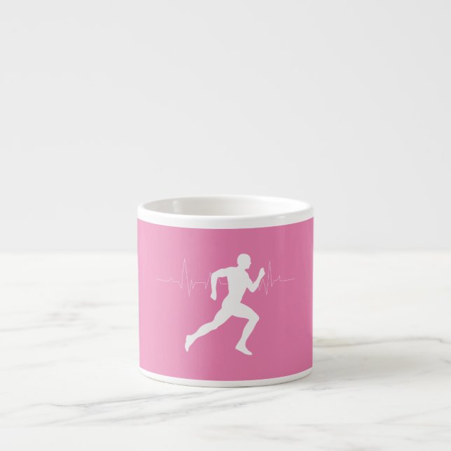 Man Running Springers Silhouette på Rosa Backgroun Espressomugg (Framsidan)