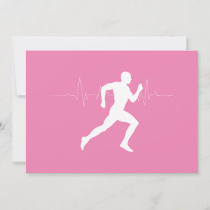 Man Running Springers Silhouette på Rosa Backgroun Inbjudningar
