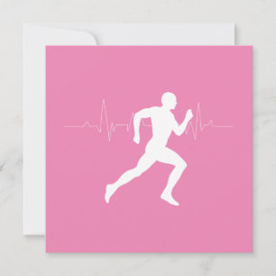 Man Running Springers Silhouette på Rosa Backgroun Kort