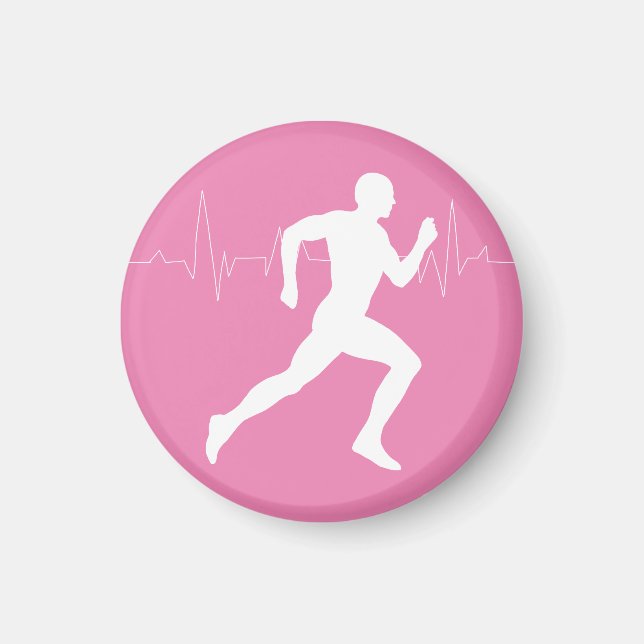 Man Running Springers Silhouette på Rosa Backgroun Magnet (Framsidan)
