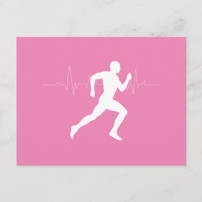 Man Running Springers Silhouette på Rosa Backgroun Vykort (Framsida)