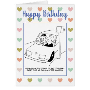 Man säger "ost" som passerar en hastighetskamera hälsningskort