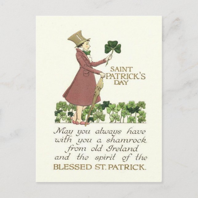 Man Shamrock Shillelagh Vykort (Framsida)