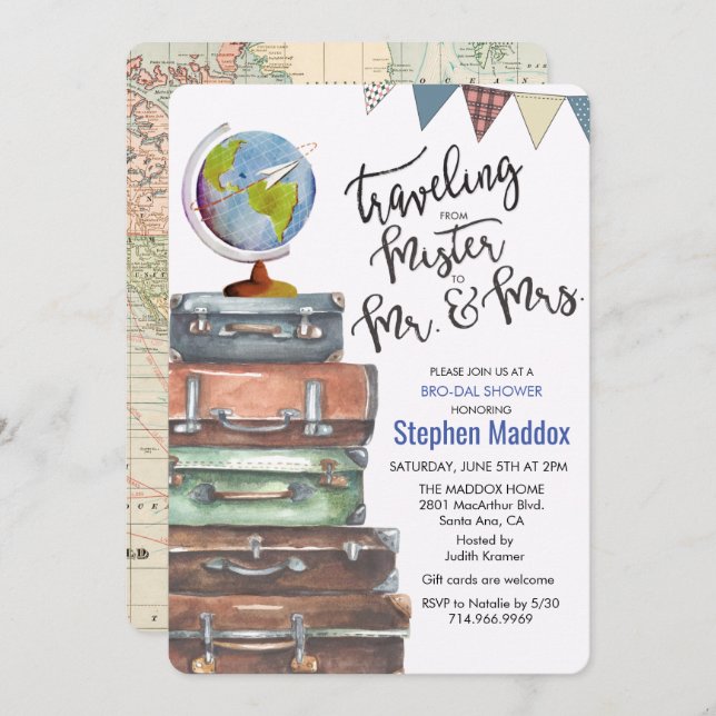 Man Shower Male Inbjudningskort för möhippan (Fram/baksida)